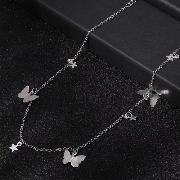 • Mariah • Silver Butterflies + Stars Necklace - Picture 2 of 3